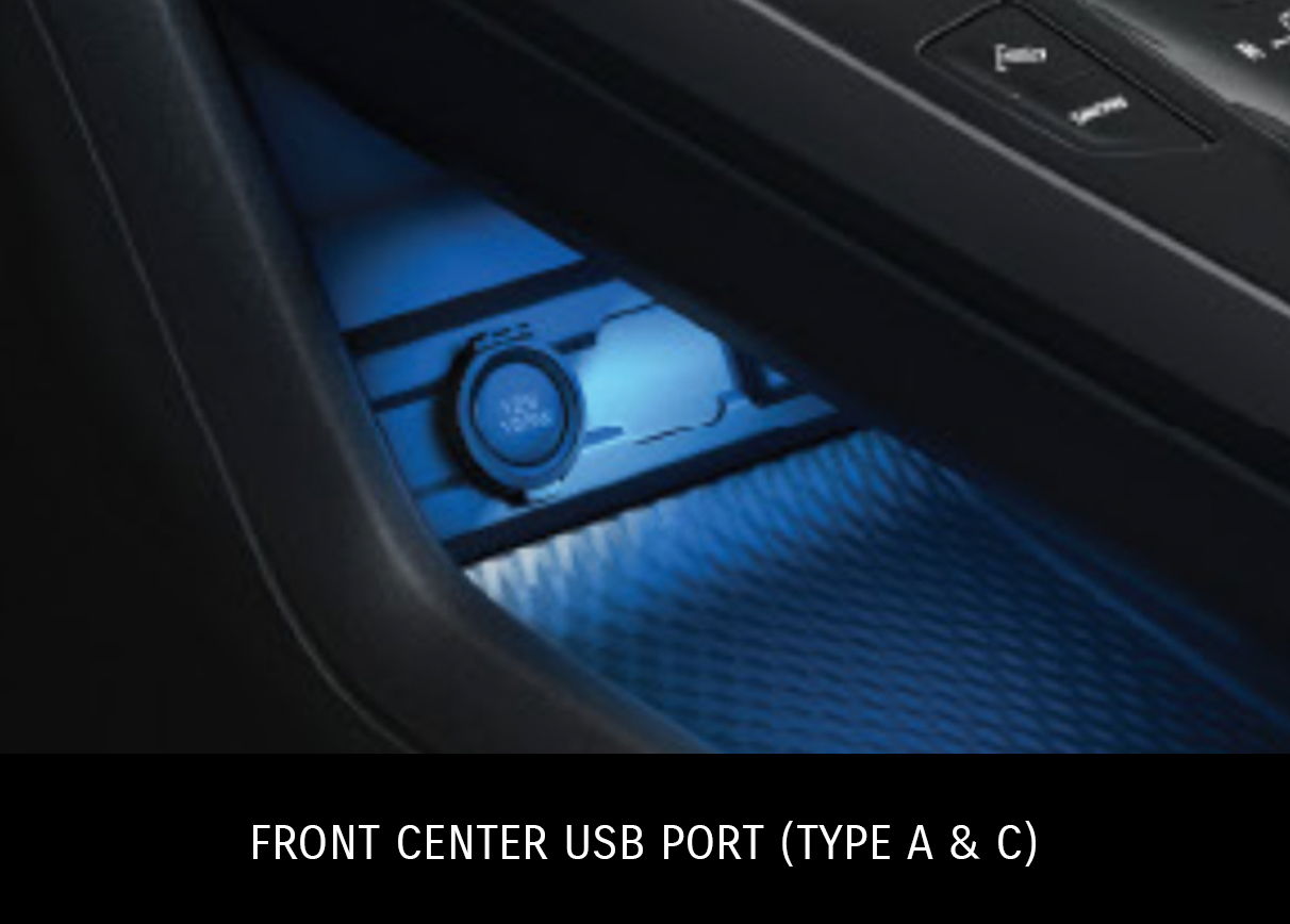 Front Center USB Port (Type A & C)